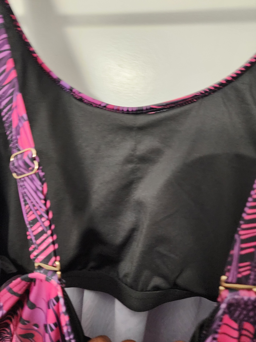 Tropical Leaf Scoop Neck Swim Tankini in Pink & Purple - Picture 5 of 6